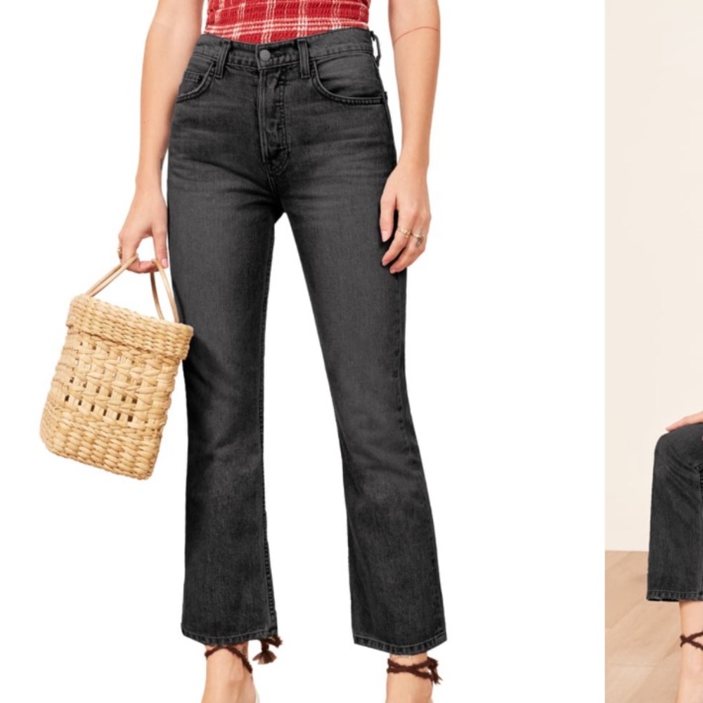 COPY - REFORMATION Jordi Black Ankle Kick Flare Jeans